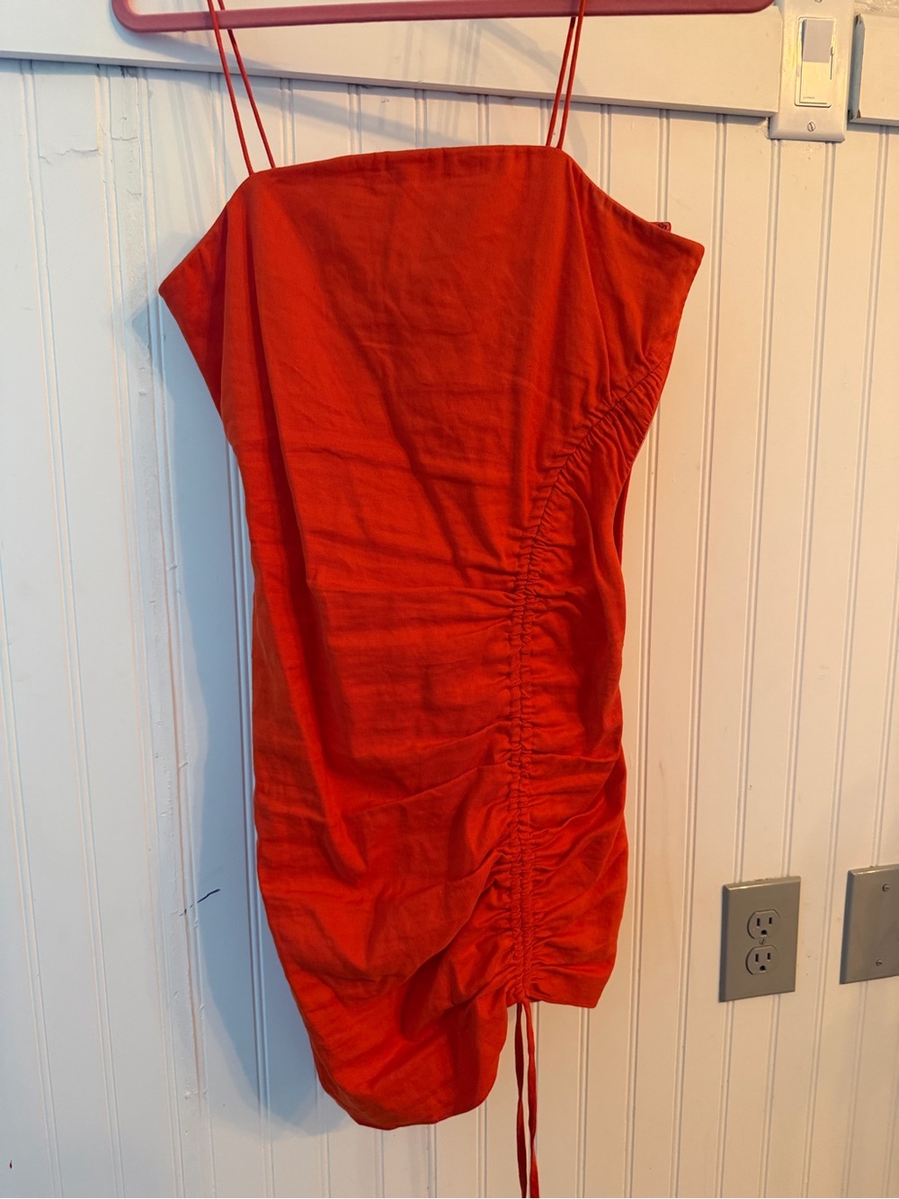 Ramy Brook Orange Ruched Spaghetti Strap Dress